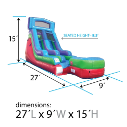 15 foot modular retro inflatable water slide dimensions2 174589467 1 15' Rainbow Water Slide